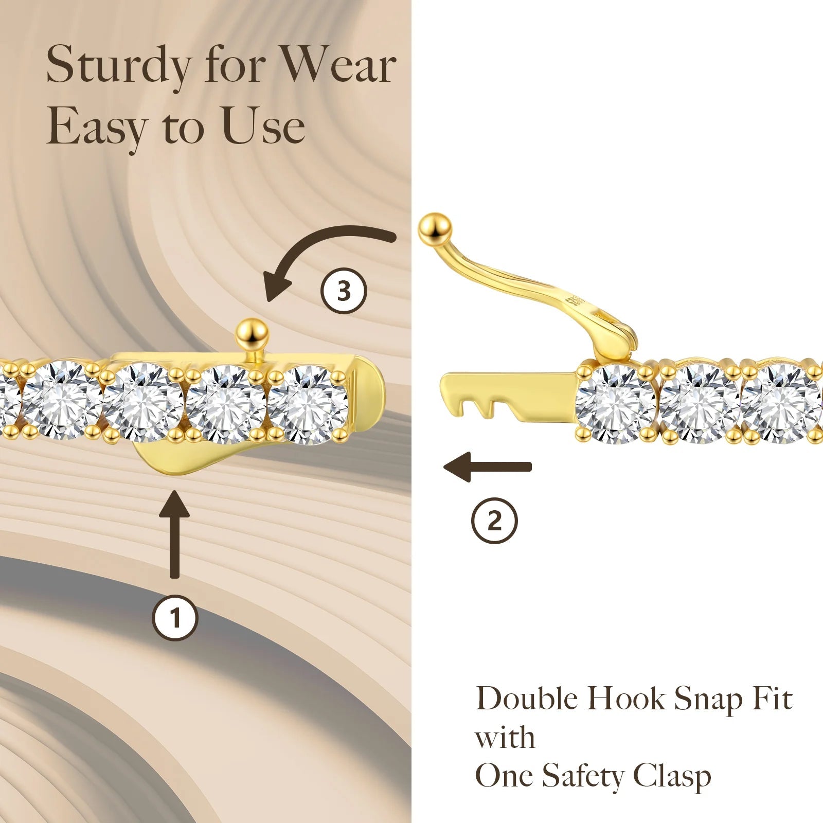 S925 Silver CZ Diamond Tennis Bracelet in 14K Gold - 4mm Bracelets 