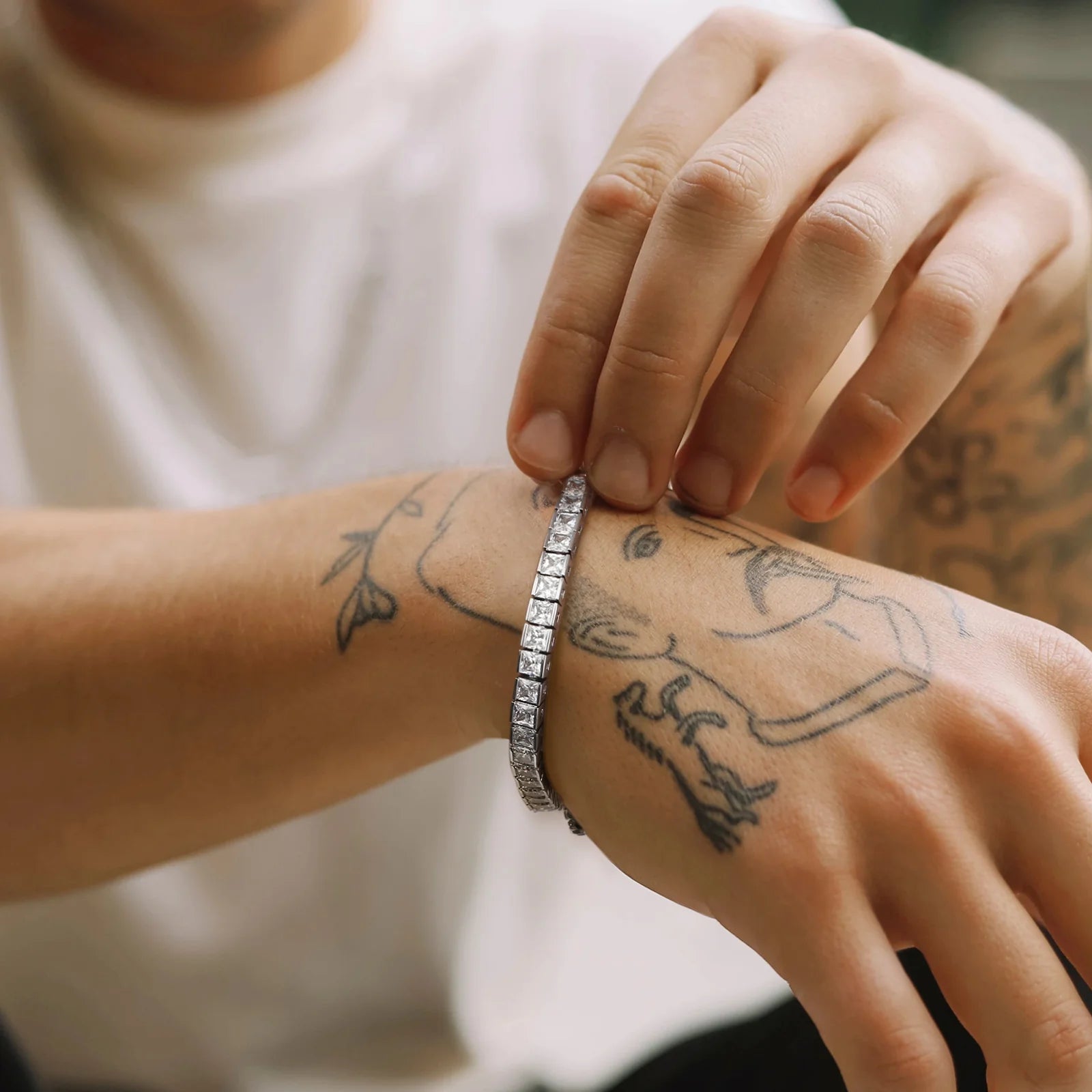 S925 Silver CZ Princess Cut Diamond Tennis Bracelet - 3mm Bracelets 