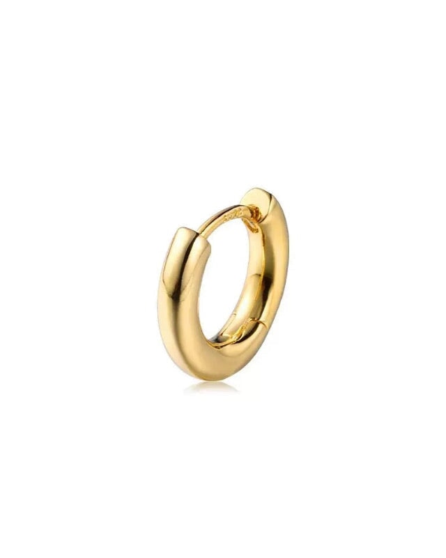 S925 Solid Men's Thick Bold Hoop Earrings in 14K Gold - 15mm Earrings Single 14K Gold S925