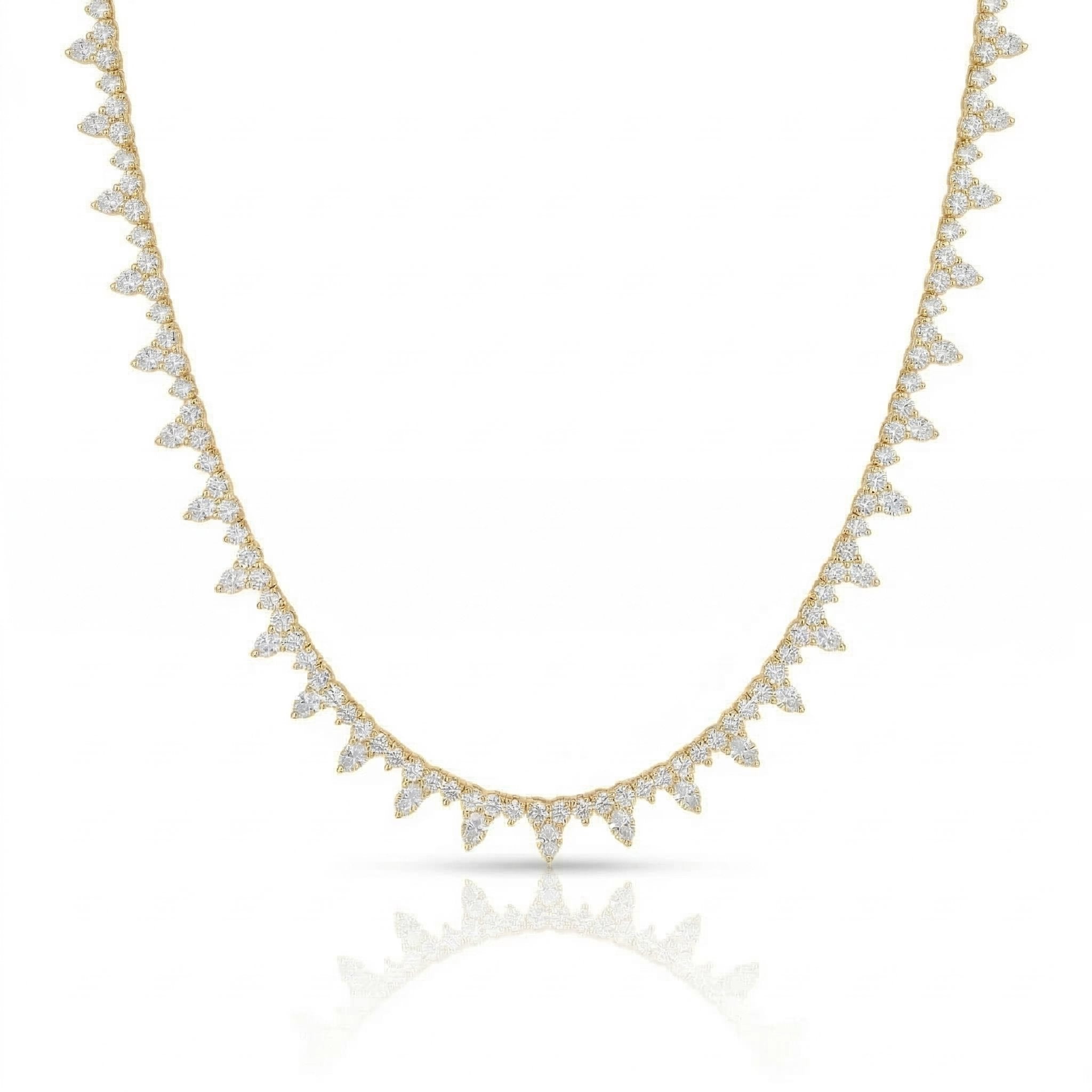 S925 Trio Moissanite Layering Tennis Chain Necklace in 14K Gold Necklaces 