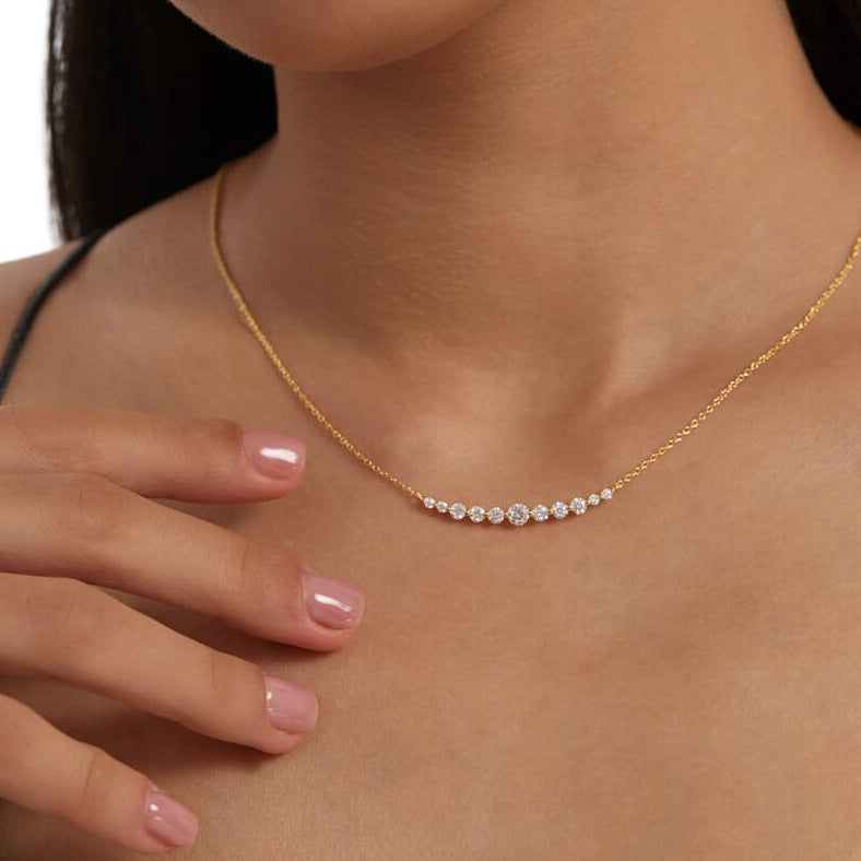 S925 U-Smile Moissanite Necklace in 14K Gold Necklaces 