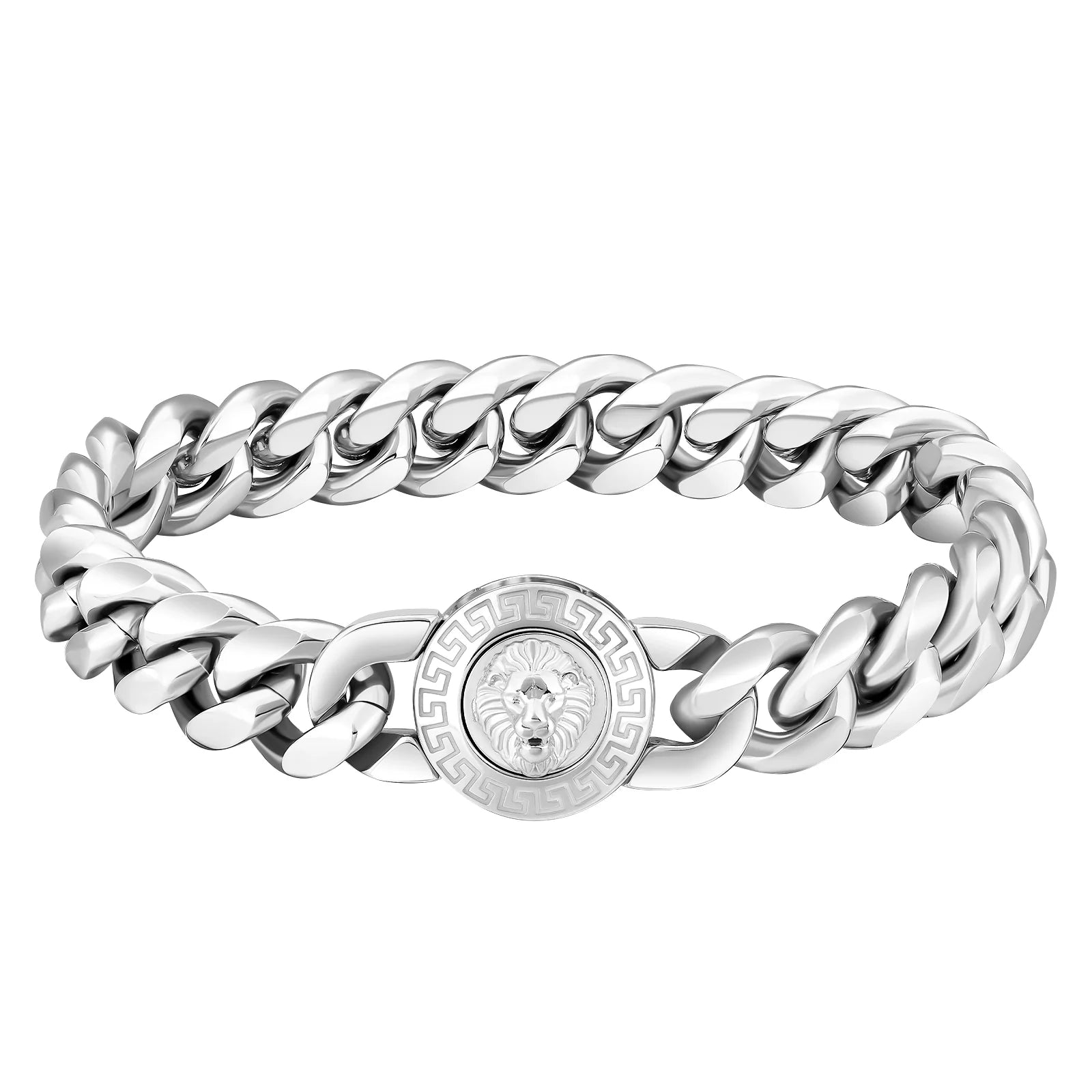 The King - 12mm Cuban Link Bracelet in White Gold Plated Bracelets 