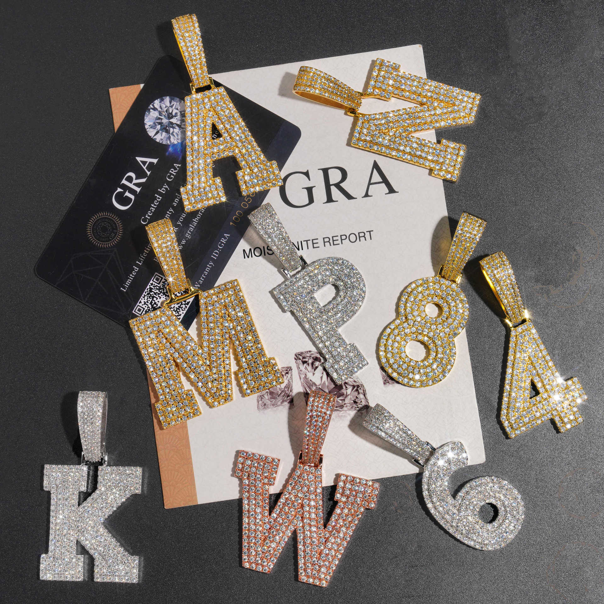 The Statement® - Custom Moissanite Letters Pendant Charms & Pendants 