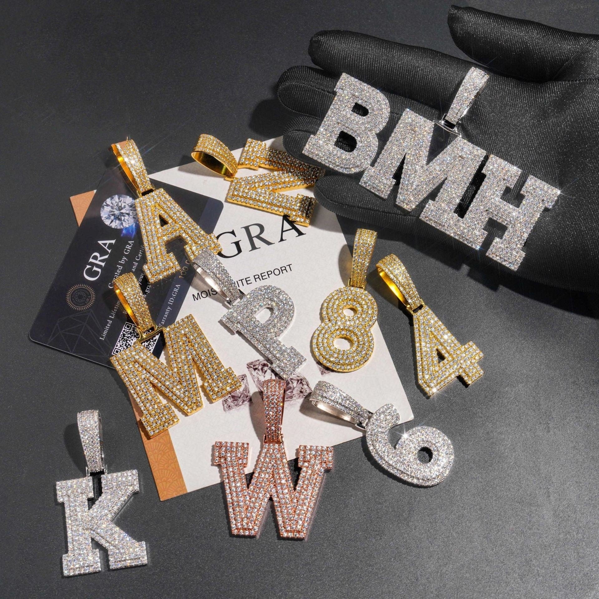 The Statement® - Custom Moissanite Letters Pendant Charms & Pendants 