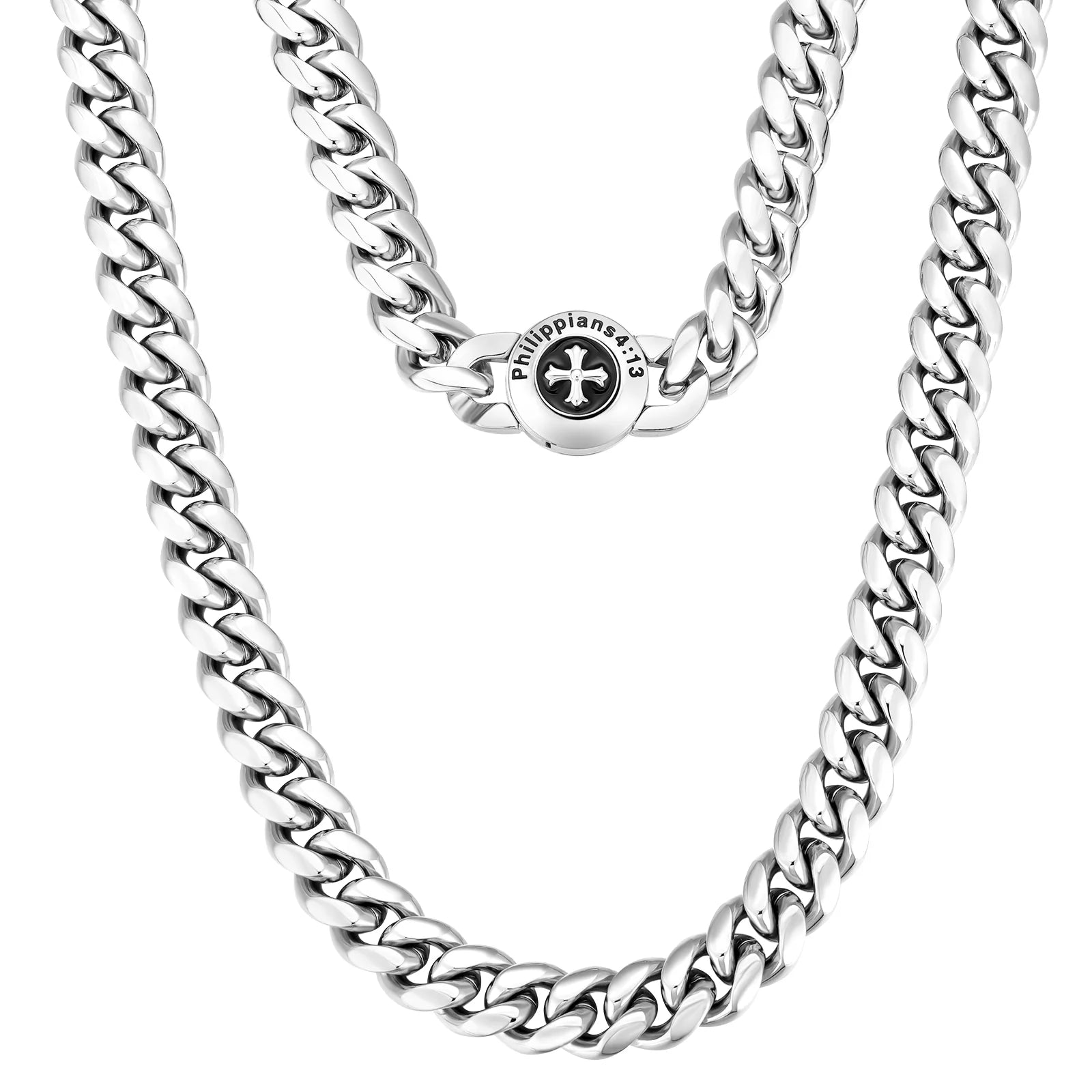 The Strength - 12mm Cuban Link Chain in White Gold Plated Necklaces 