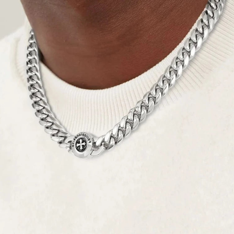 The Strength - 12mm Cuban Link Chain in White Gold Plated Necklaces 