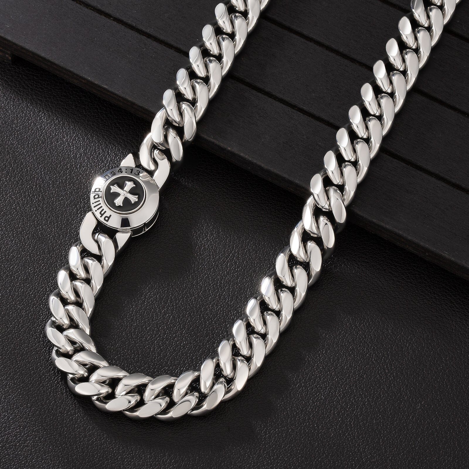 The Strength - 12mm Cuban Link Chain in White Gold Plated Necklaces 