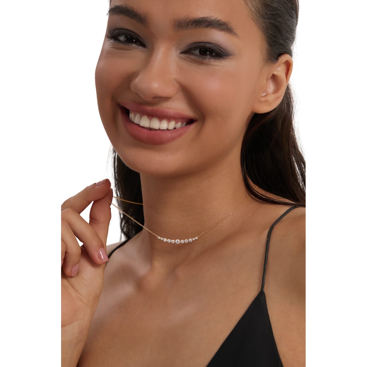 U-Smile S925 Moissanite Necklace in 14K Gold Necklaces 