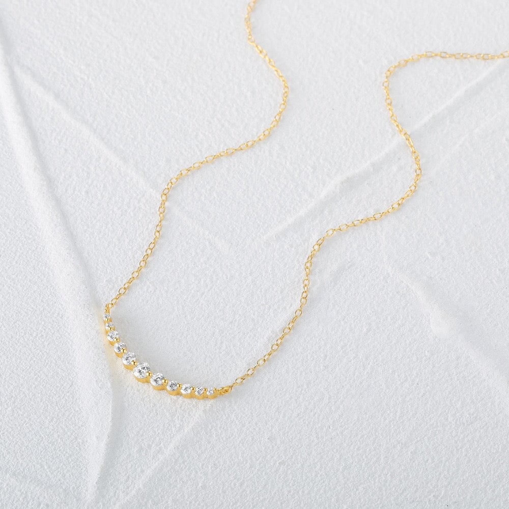 U-Smile S925 Moissanite Necklace in 14K Gold Necklaces 