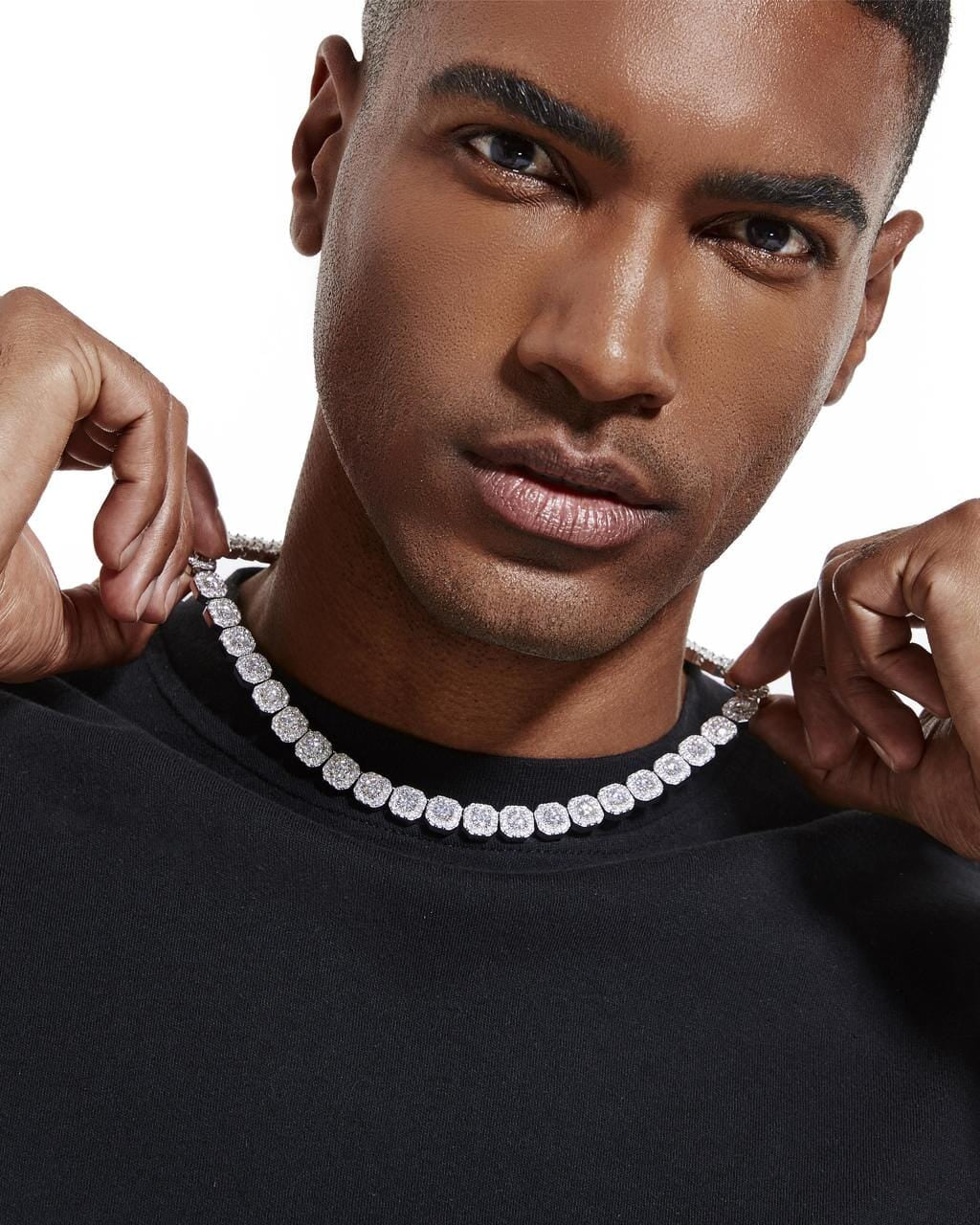 VVS1 Moissanite Diamond S925 Cluster Tennis Chain - 10mm Necklaces 