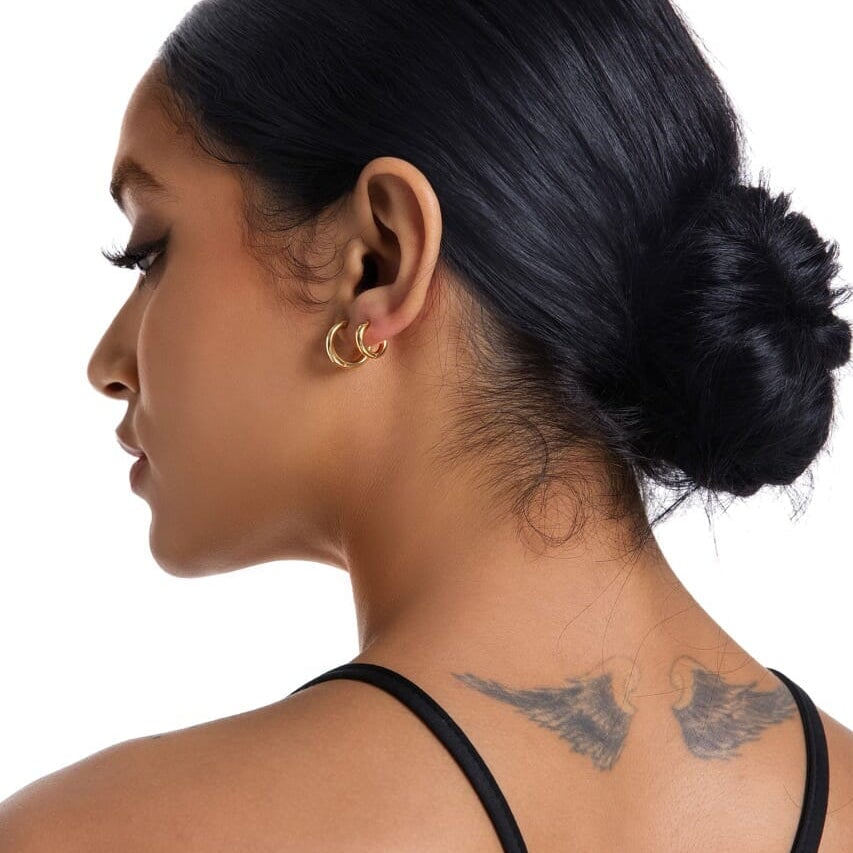 Women's 925 Sterling Silver Huggie Hoop Earrings in 14K Gold Earrings 