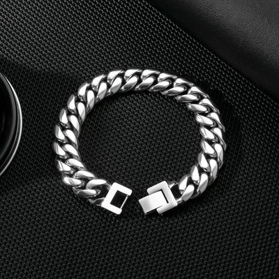 12mm Miami Cuban Link Bracelet White Gold Plated 