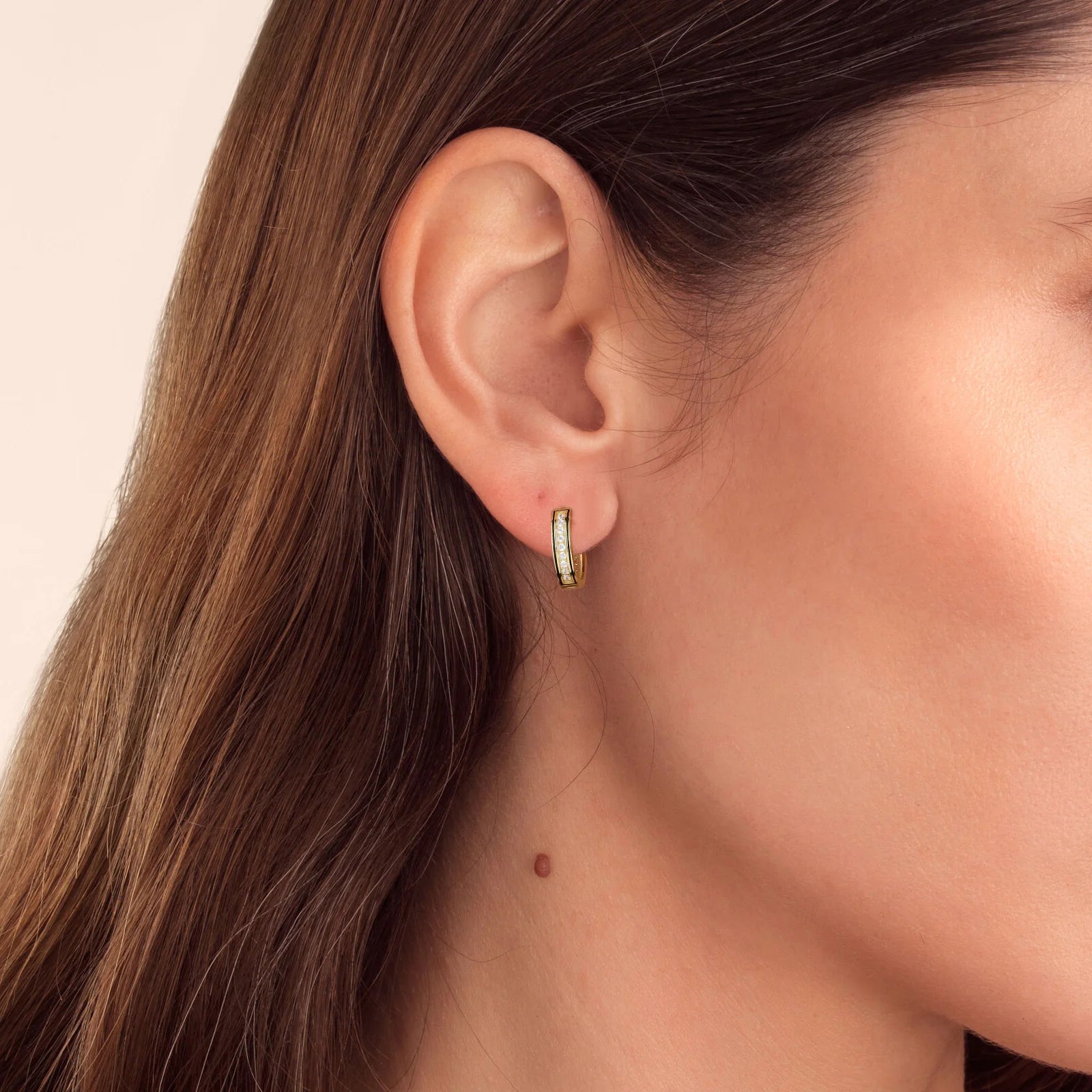 15mm 925 Sterling Silver Diamond Round Hoop Earrings in 14K Gold Earrings 