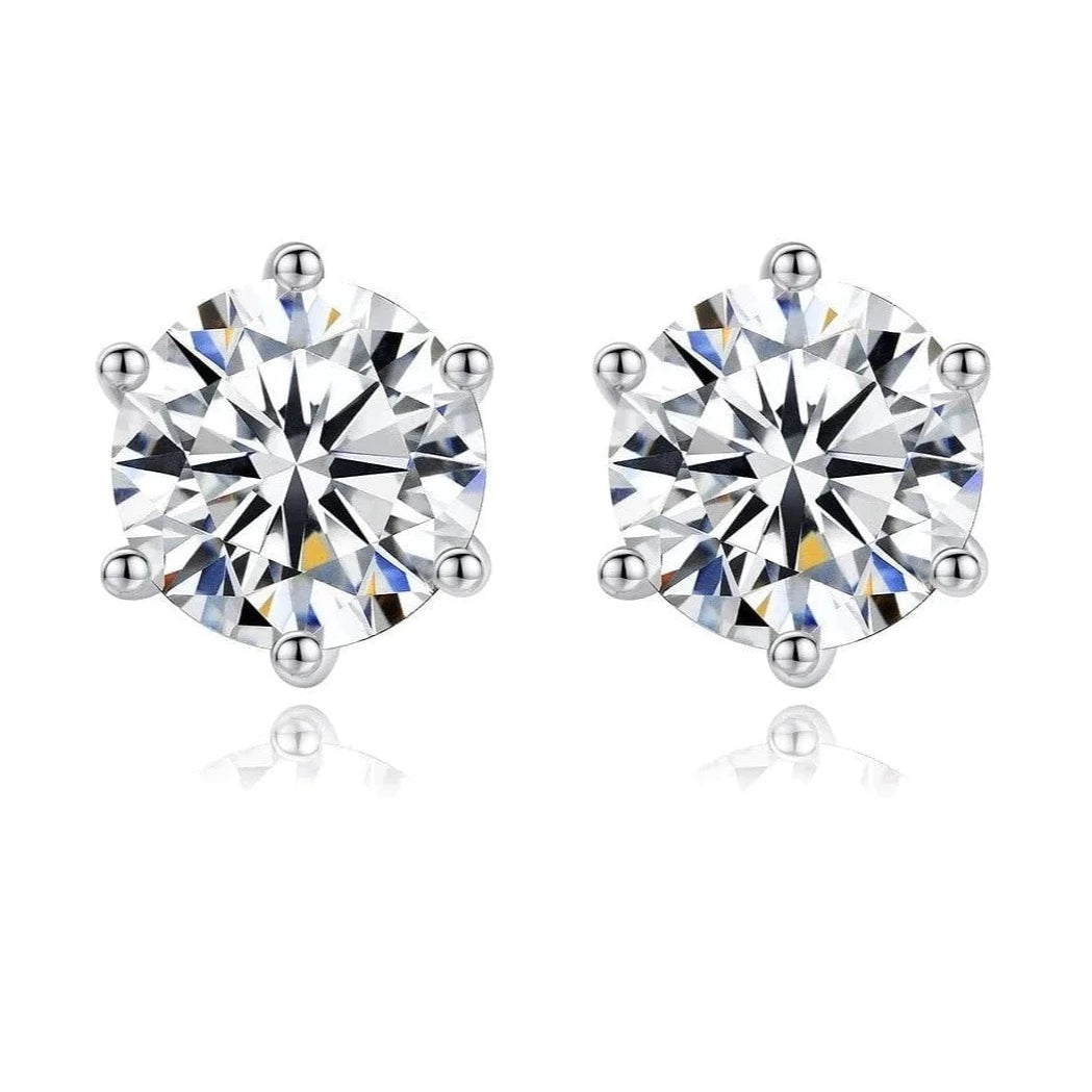 2.0/3.0 Carats VVS1 Moissanite 925 Sterling Silver Round Cut Earring Studs in White Gold Earrings 