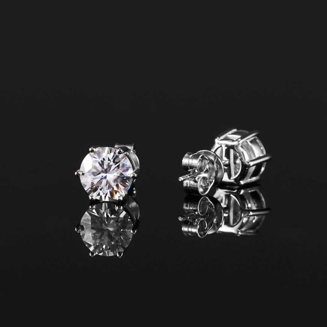 2.0/3.0 Carats VVS1 Moissanite 925 Sterling Silver Round Cut Earring Studs in White Gold Earrings 