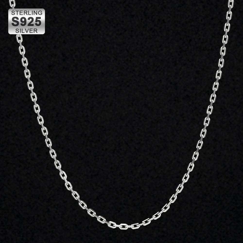 2.5mm Cable Chain in 925 Sterling Silver 18" White Gold 925 Sterling Silver