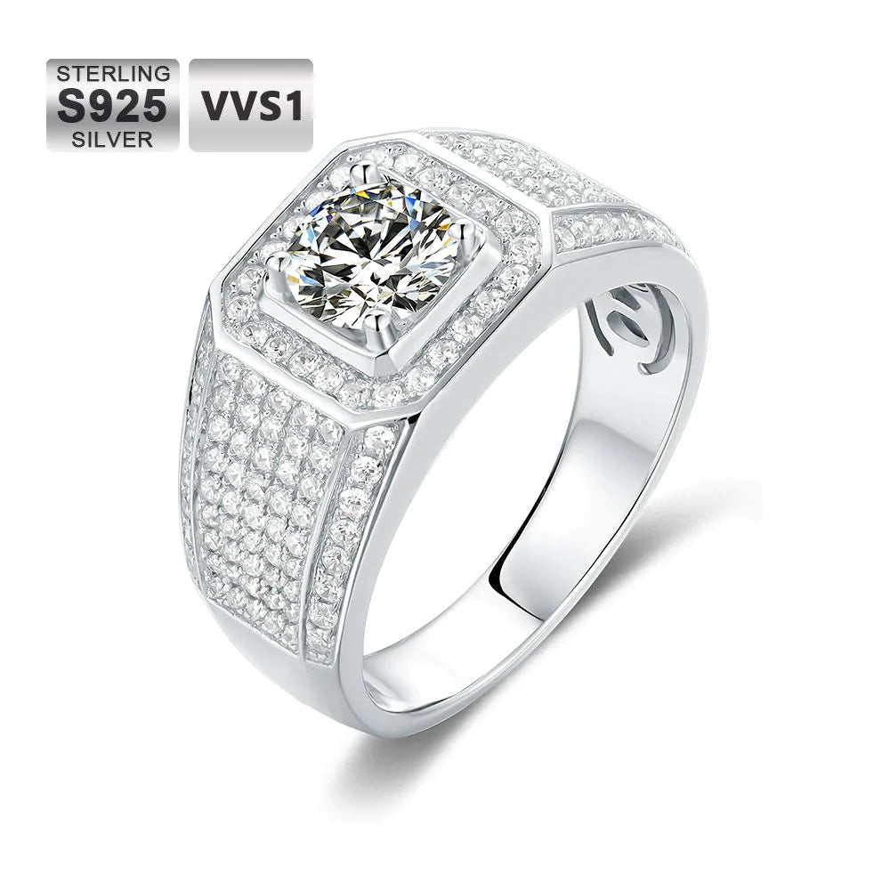 3.0 Carats VVS1 Moissanite Diamond Fully Iced Out Men's Ring Rings 