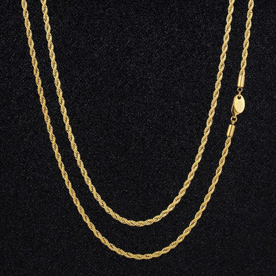 3mm Rope Chain 18" 18K Gold 