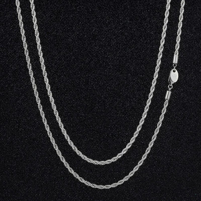 3mm Rope Chain 18" White Gold 