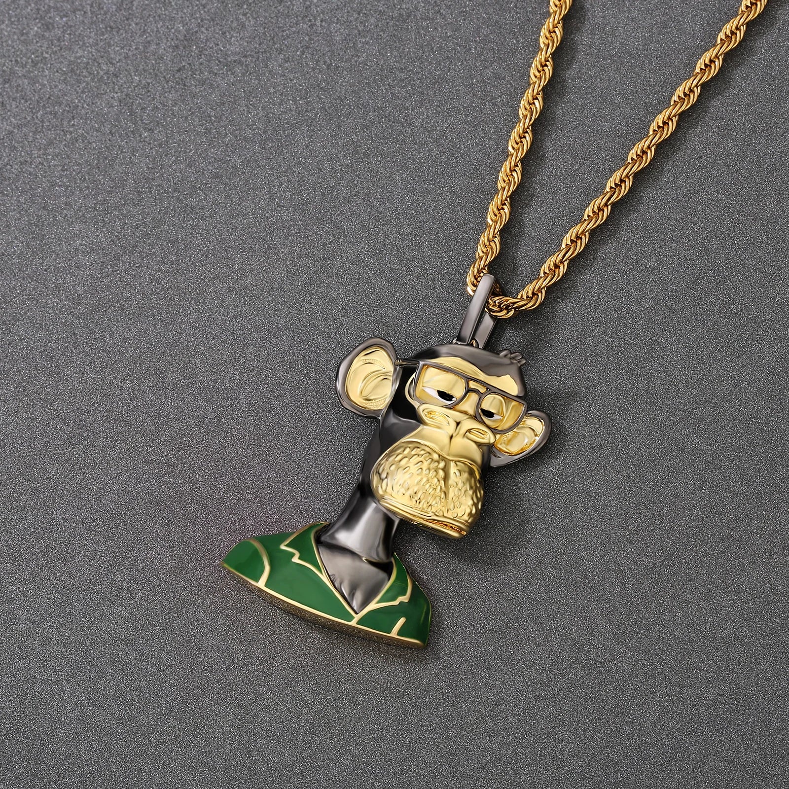 Bling Proud X Bored Ape NFT Pendant with Black Glasses Charms & Pendants 