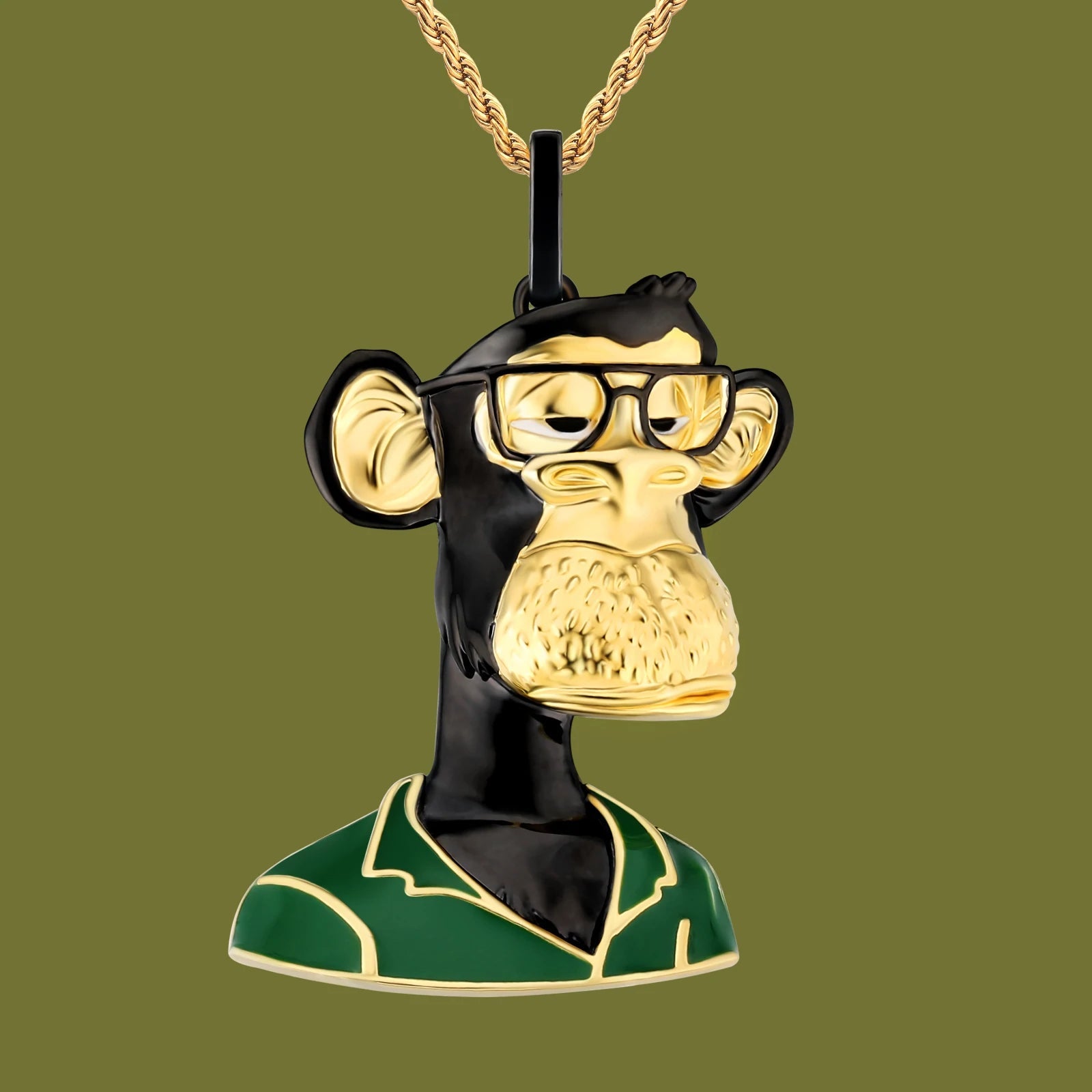 Bling Proud X Bored Ape NFT Pendant with Black Glasses Charms & Pendants 