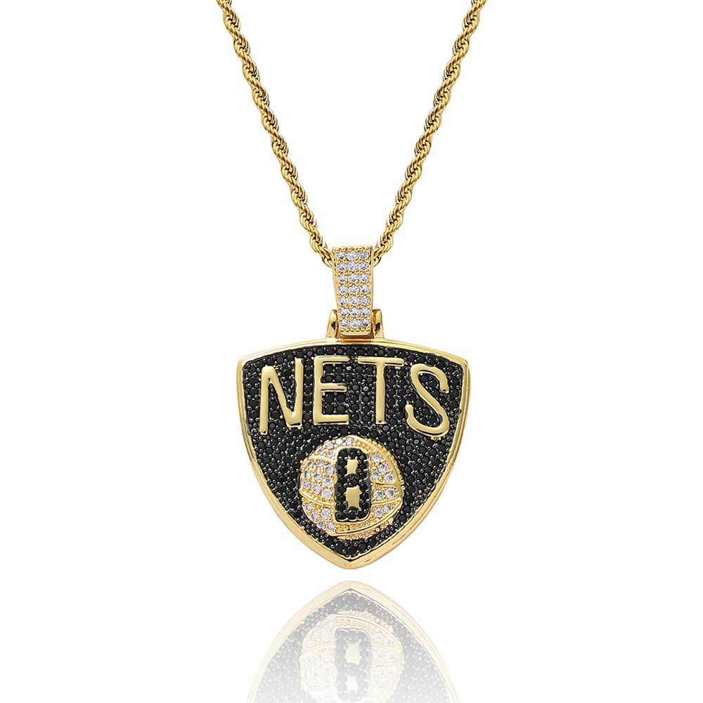 Bling Proud X NBA Brooklyn Nets Pendant Charms & Pendants 20" 14K Gold No need