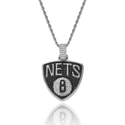 Bling Proud X NBA Brooklyn Nets Pendant Charms & Pendants 20" White Gold No need