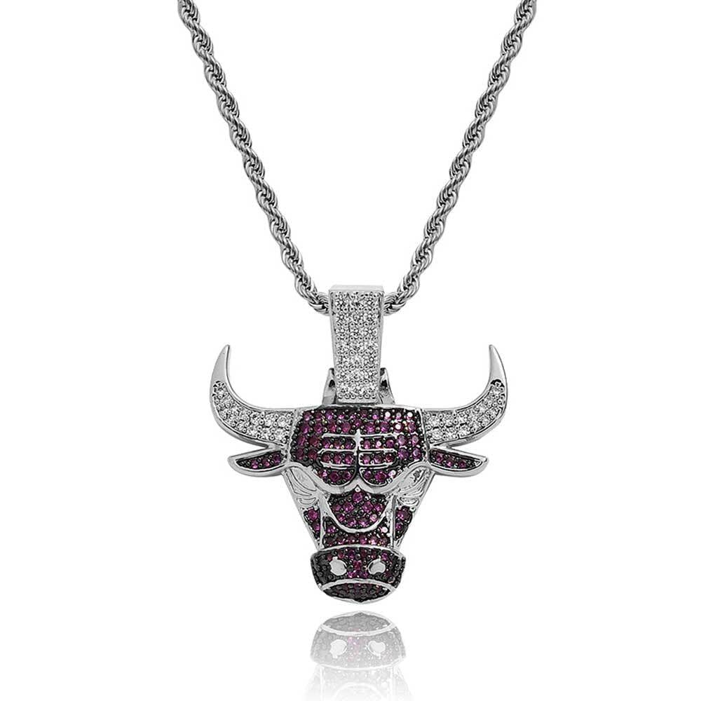 Bling Proud X NBA Chicago Bulls Pendant Charms & Pendants 20" White Gold No need