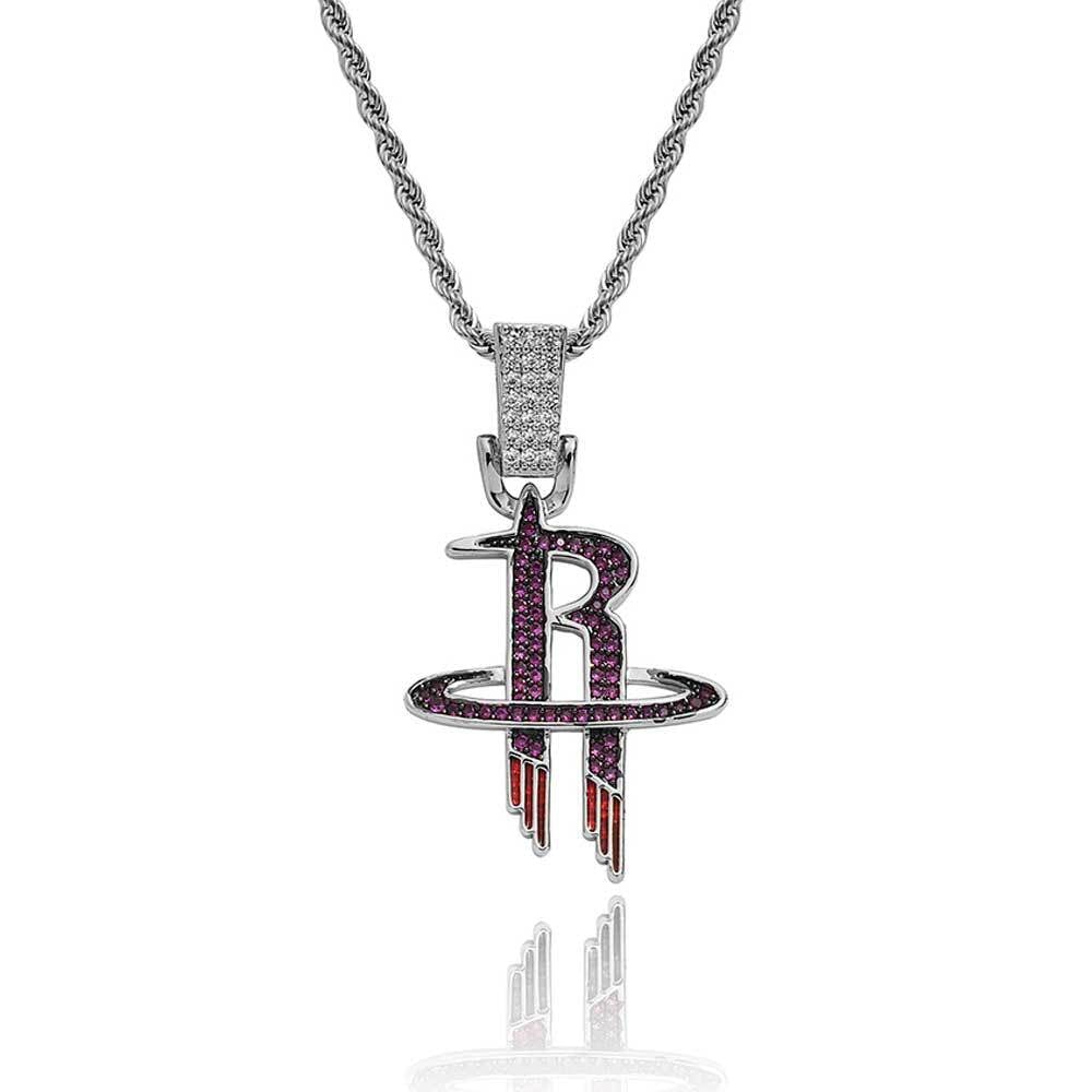 Bling Proud X NBA Houston Rockets Pendant Charms & Pendants 20" White Gold No need