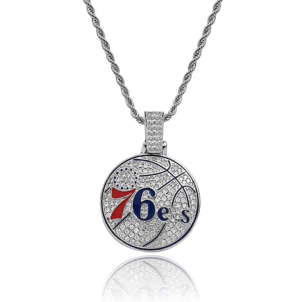 Bling Proud X NBA Philadelphia 76ers Pendant Charms & Pendants 20" White Gold No need