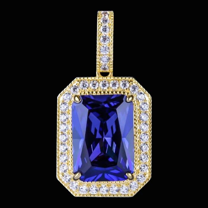 Blue Sapphire Gemstone Pendant 14K Gold Plated Sapphire Gemstone Pendant Only 14K Gold 