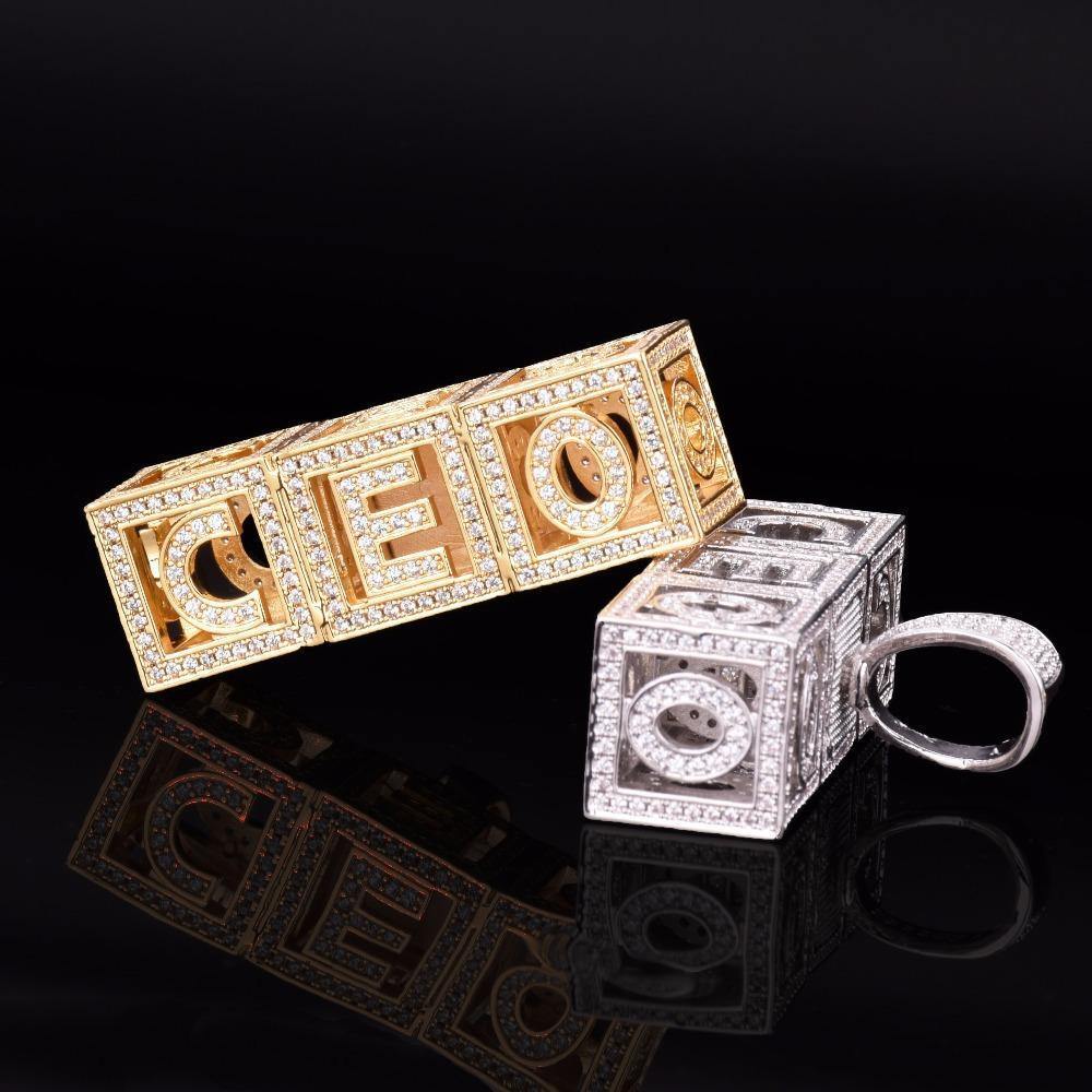 Custom Cubic Iced Baby Bock Letters Pendant Necklace 