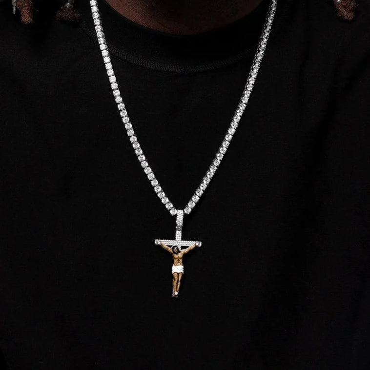 Custom Enamel Crucifix Pendant in 925 Sterling Silver 
