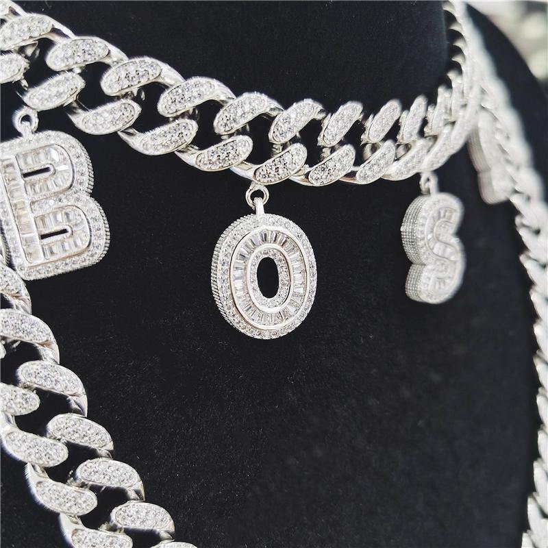Custom Iced Out Cuban Link Chain with Letter Charms 