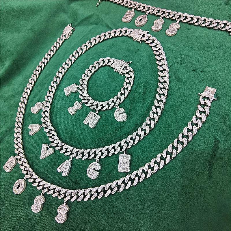 Custom Iced Out Cuban Link Chain with Letter Charms 