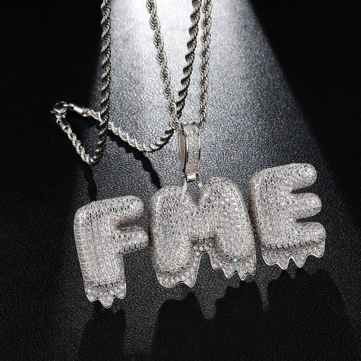 Custom Iced Out Drip Bubble Name Letter Pendant 