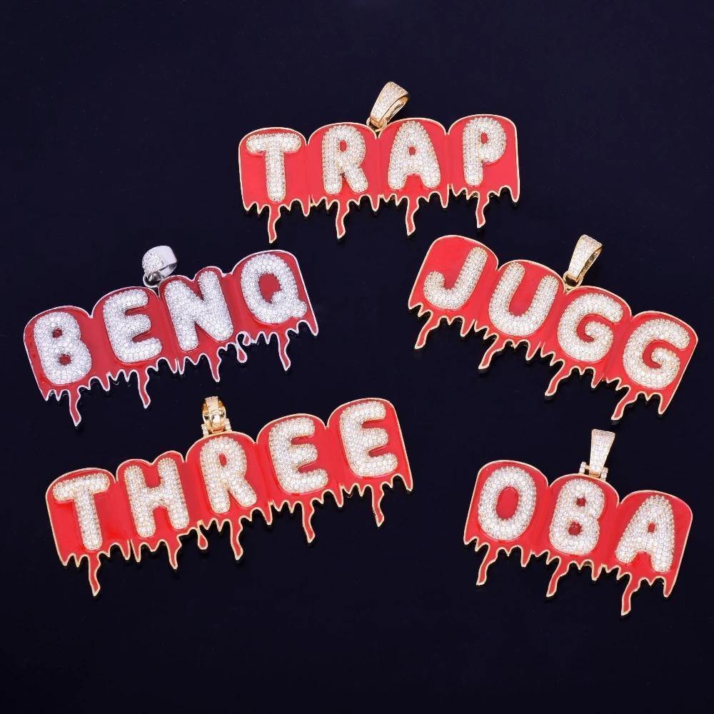 Custom Iced Out Magma Drip Letter Pendant 