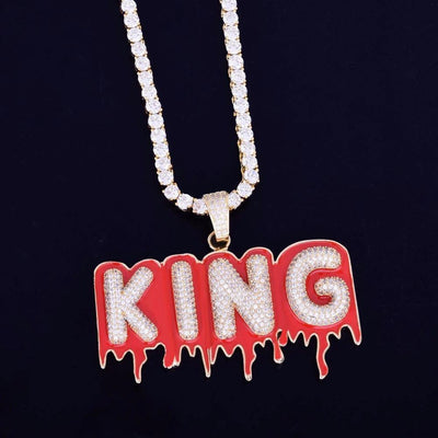 Custom Iced Out Magma Drip Letter Pendant 