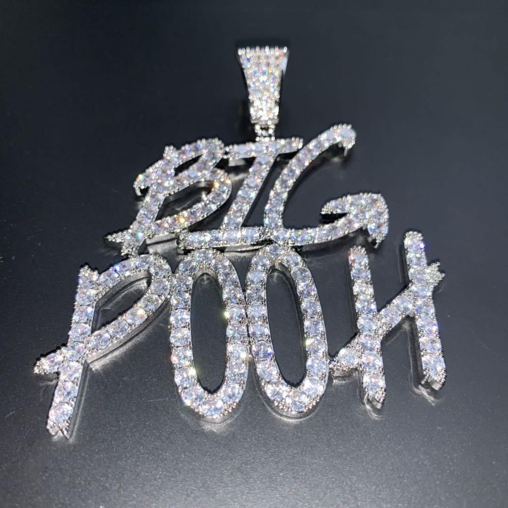 Custom Iced Out Name Letters Pendant Necklace custom 2 letters Free Rope Chain White Gold