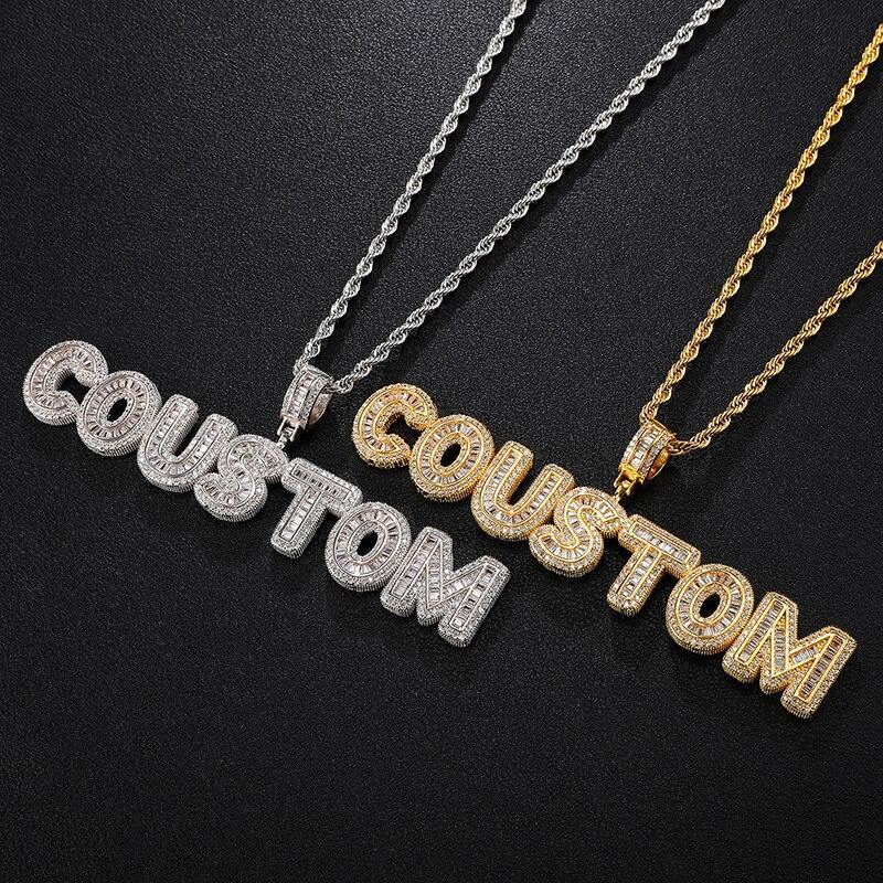 Custom Name Baguette Letters Pendant 