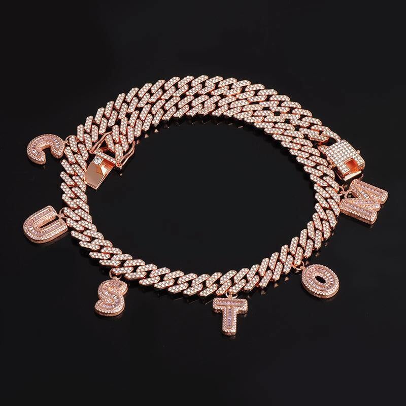 Custom Name Iced Out Prong Cuban Link Chain 