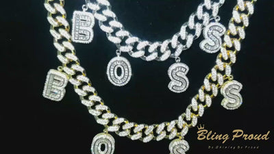 Custom Iced Out Cuban Link Chain with Letter Charms