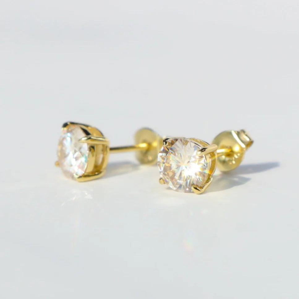 Excellent VVS1 Moissanite Diamond Earrings Studs in 14K Gold Earrings 
