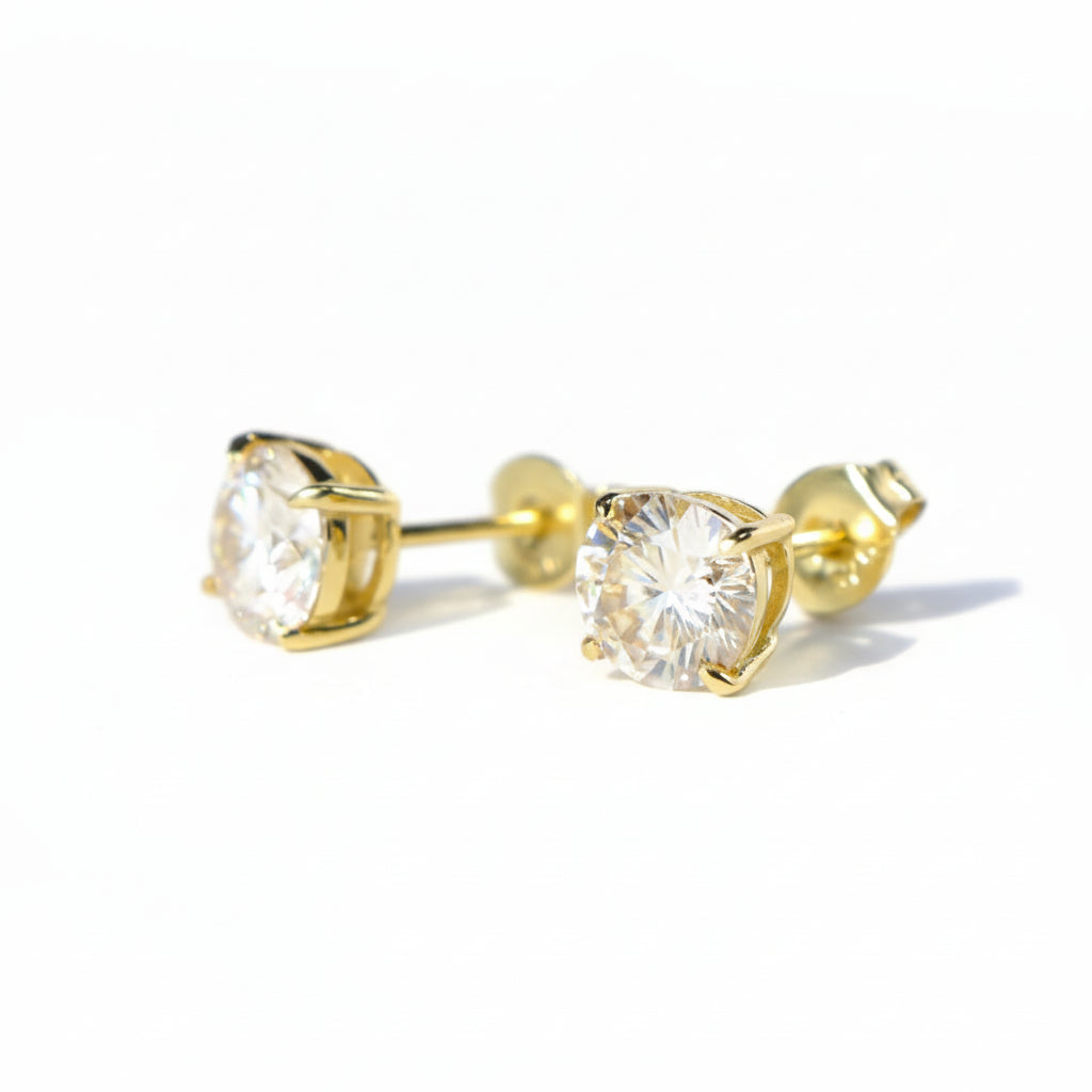 Excellent VVS1 Moissanite Diamond Earrings Studs in 14K Gold Earrings 