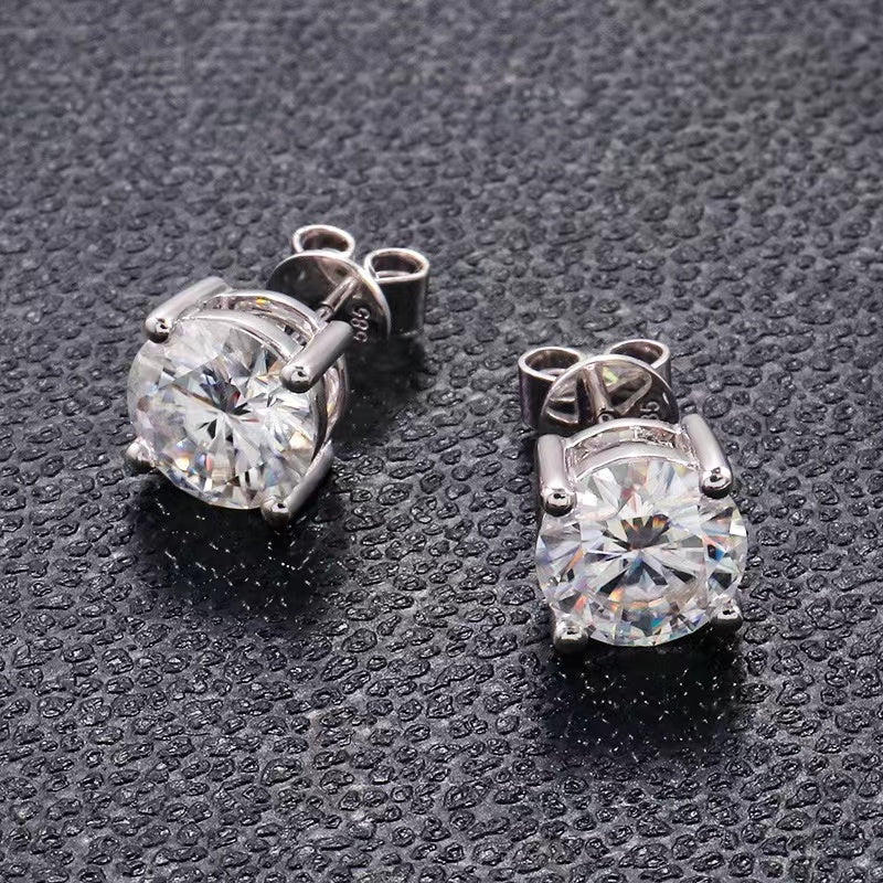 Excellent VVS1 Moissanite Diamond Earrings Studs in White Gold Earrings 