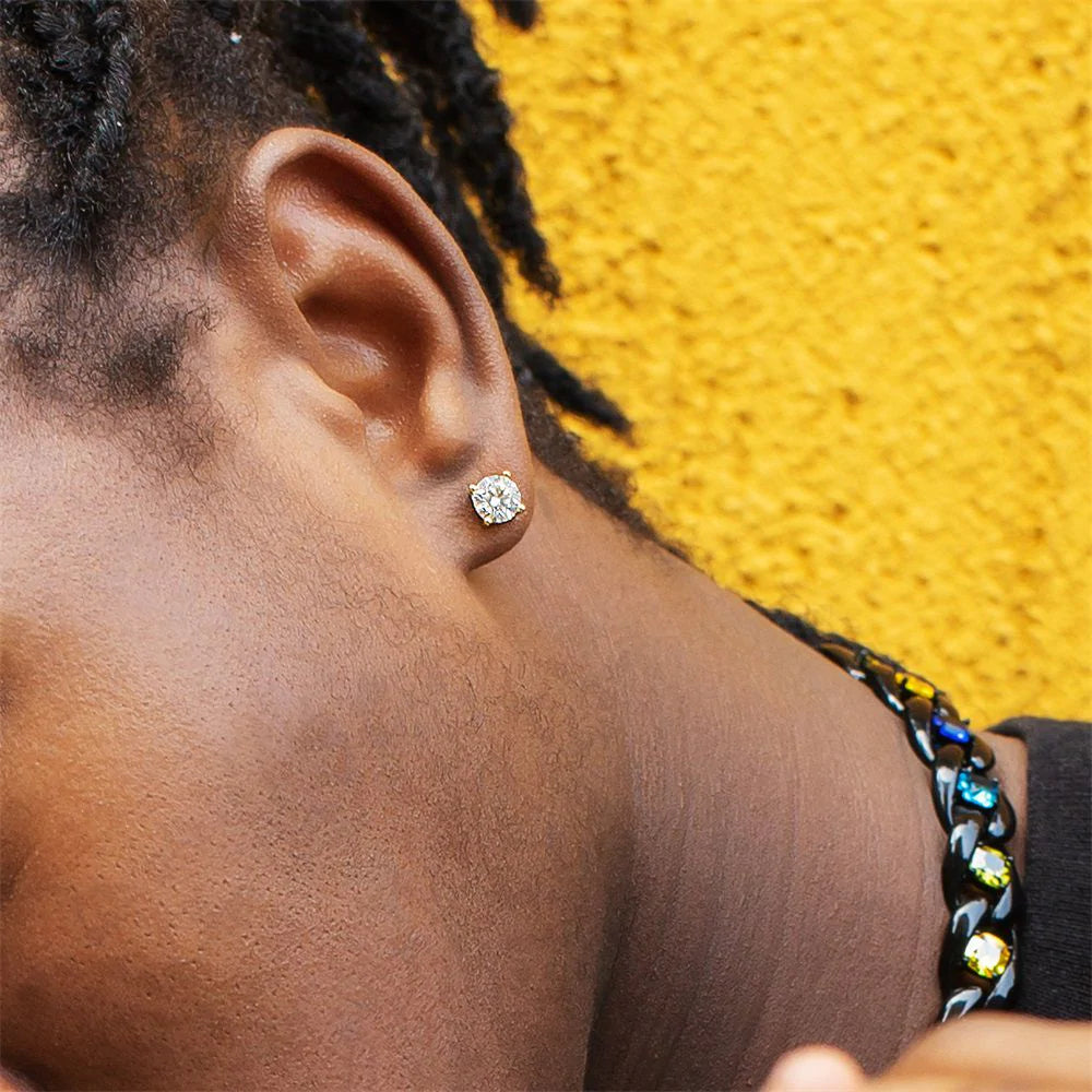 Excellent VVS1 Moissanite Diamond Earrings Studs in White Gold Earrings 