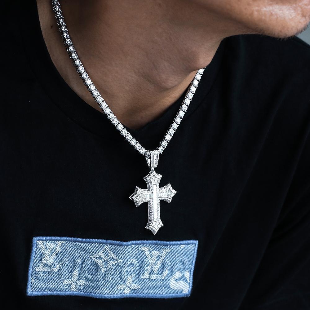 Forever Love Cross Pendant White Gold Plated 