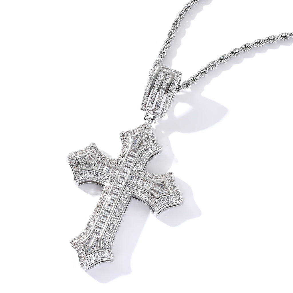 Forever Love Cross Pendant White Gold Plated 