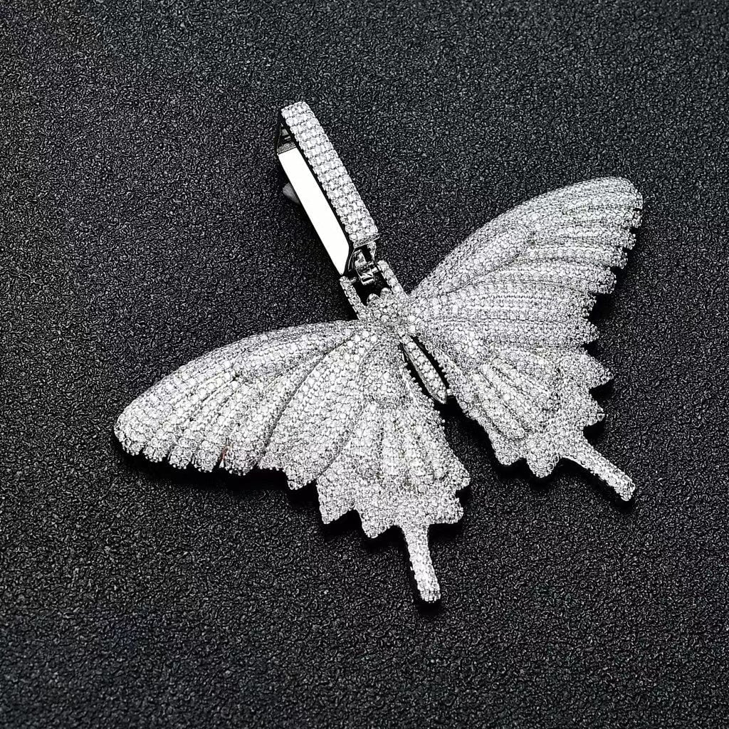 Fully Iced Out Diamond Big Butterfly Pendant Jewelry 