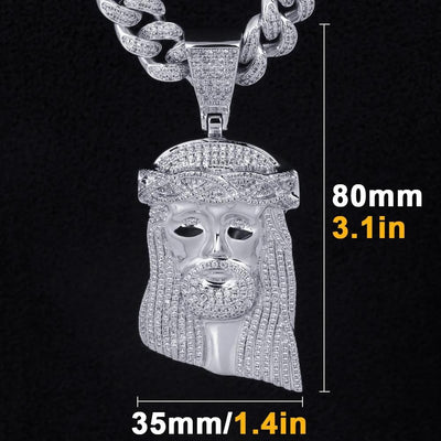 Iced Jesus Pendant White Gold Plated 